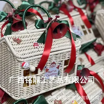 Ribbon-Trimmed House Gift Basket — Christmas ribbon and decorative trim