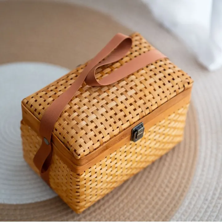 Rectangular Lidded Woven Carry Case